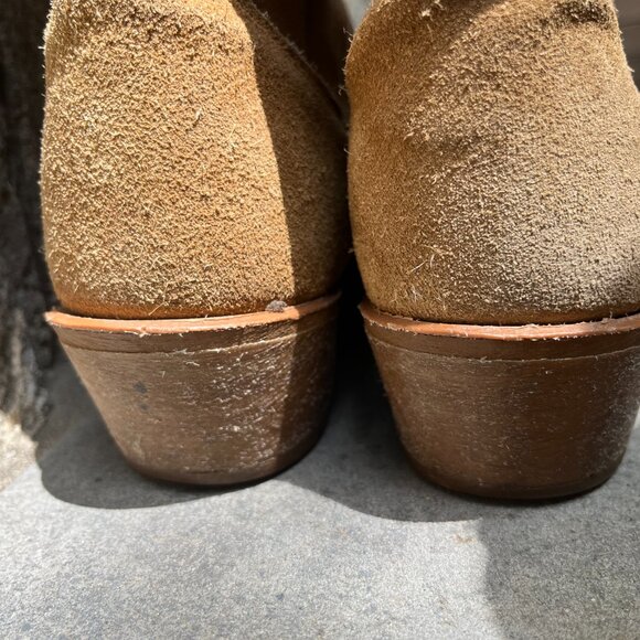 Vintage Acme Cowboy Boots in Tan Roughout Leather, Made in USA - Picture 3 of 11